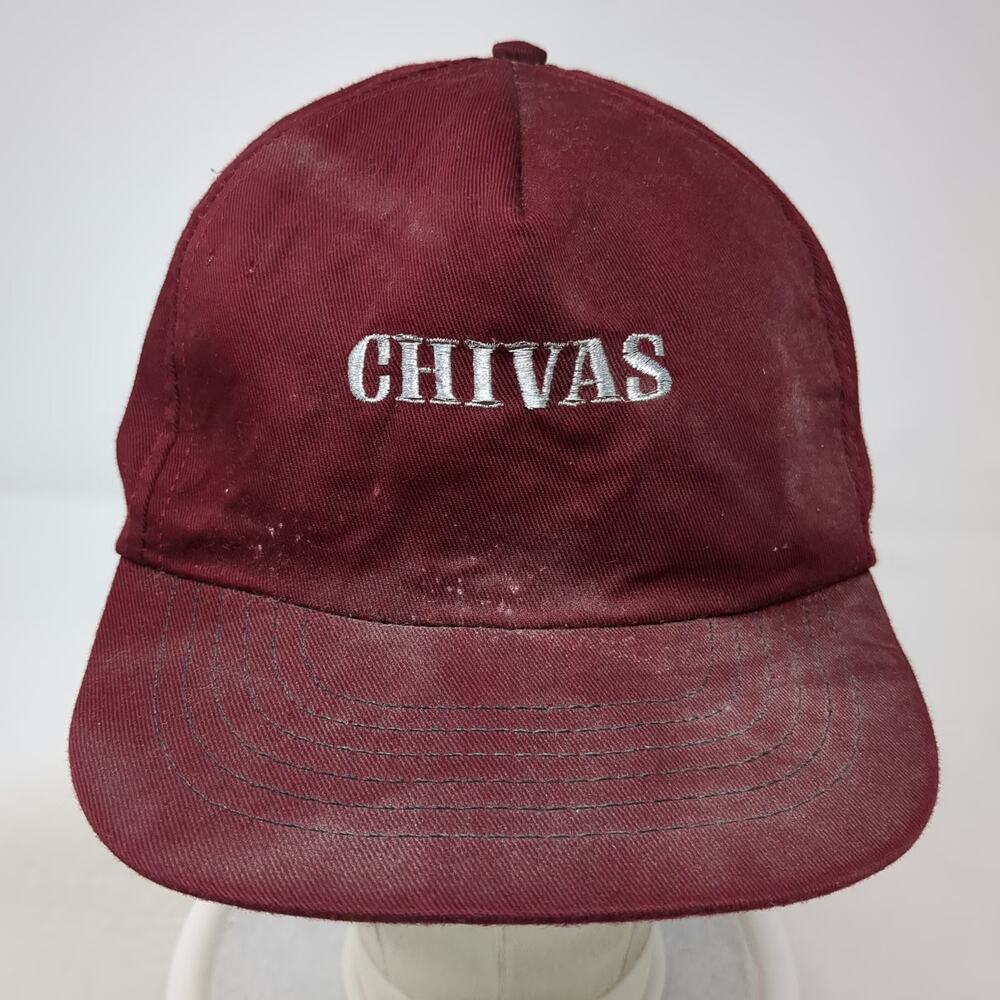 Chivas 5 Panel Red Hat One Size Snapback Embroidered Logo Scotch Whisky Promo - Picture 2 of 8